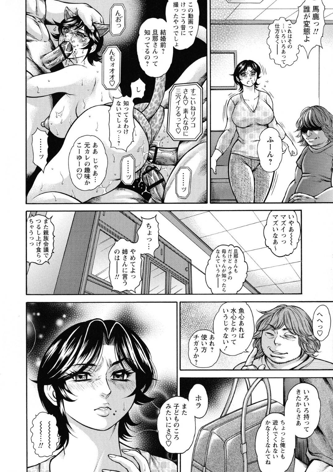 エロ漫画】親戚の青年に輪姦物のビデオに出演していた事がバレてしまったムチムチおばさん。彼からその事で脅迫を受けてしまった彼女は従わざるを得ない状況となり、オナニーさせられたり アナルレイプされたりしてしまう。 | 絶望漫画館-エロ漫画・無料同人誌-